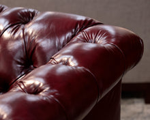 Burgundy Leather Tufted Chesterfield Sofa