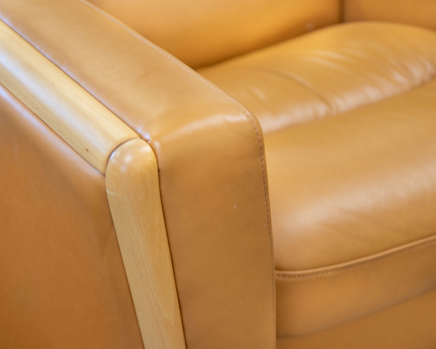 Ekornes Camel Leather High Back Recliner