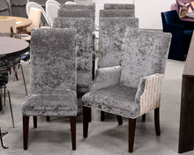 Set of 8 Custom Gray Velvet Dining Chairs
