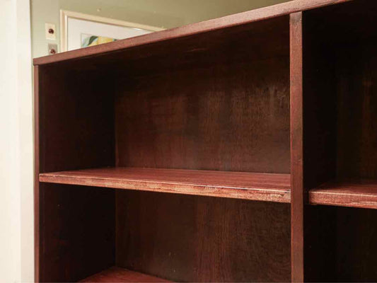 Dark Stained 6 Adjustable Shelf Bookcase