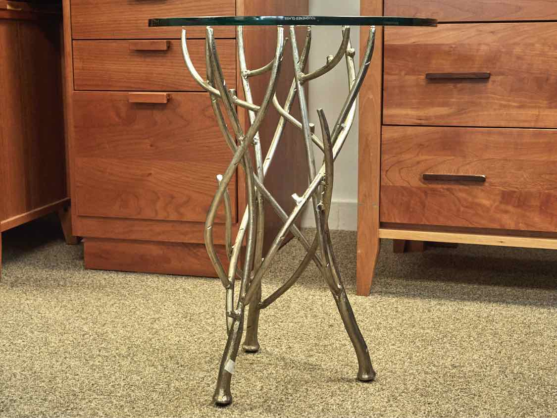 Global View Side Table in Silver Finish & Glass