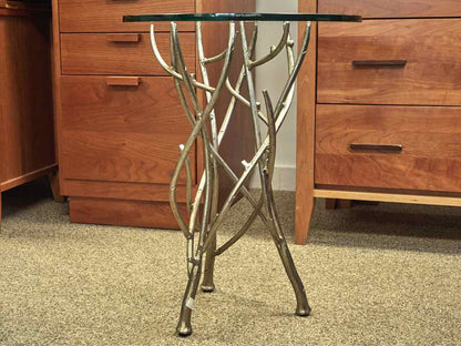 Global View Side Table in Silver Finish & Glass