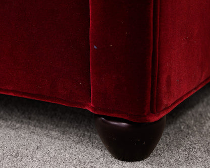 Pottery Barn Red Velvet Chesterfield Sofa