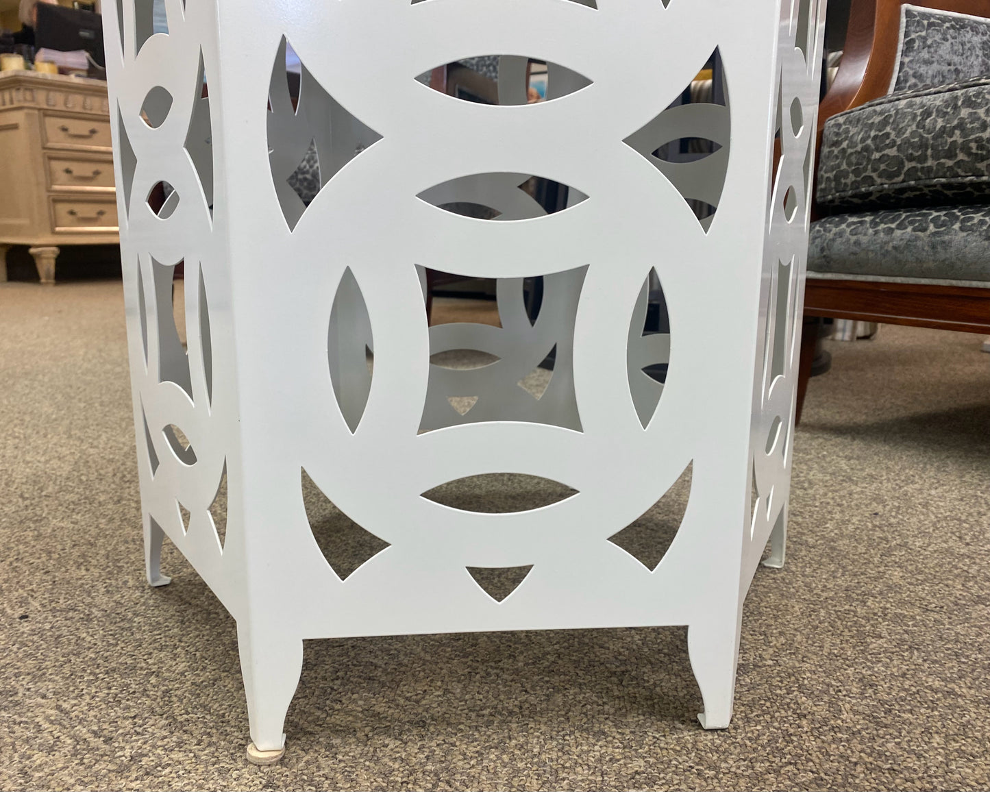 White Metal Hexagon Side Table