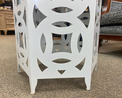 White Metal Hexagon Side Table