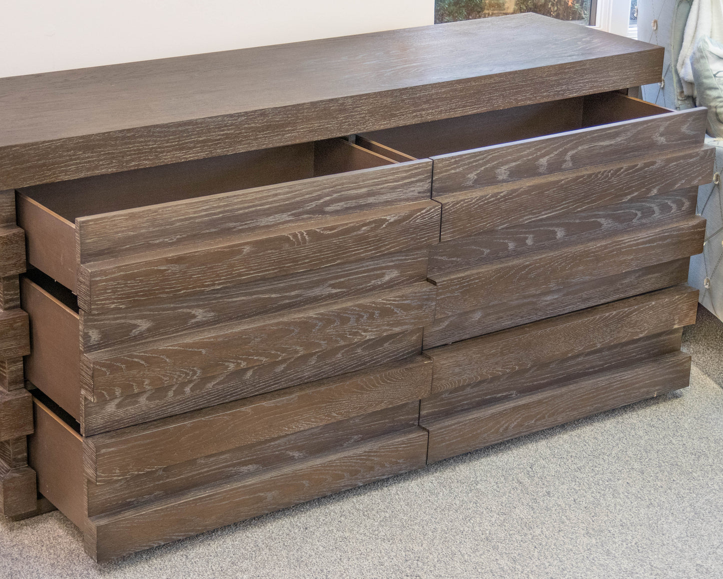 RH Stacked 6-Drawer Dresser in Dark Brown Oak