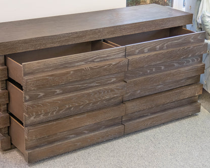 RH Stacked 6-Drawer Dresser in Dark Brown Oak