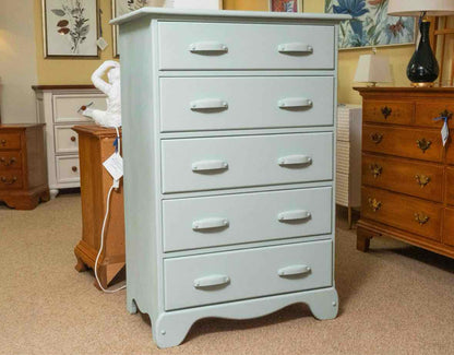 French & Heald Solid Maple 5 Drawer Chest in Ice Blue Finish