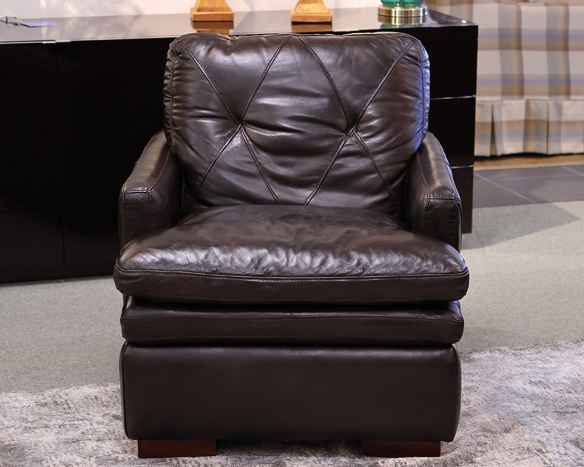Dark Chocolate Leather Track Arm Chair