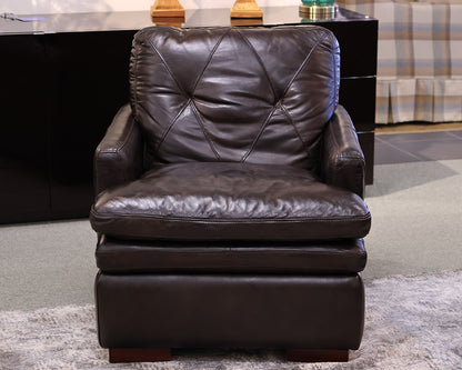 Dark Chocolate Leather Track Arm Chair