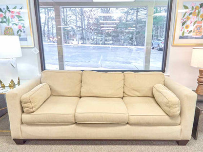 Crate & Barrel 87" Track Arm 3-Cushion Sofa in Wheat Chenille