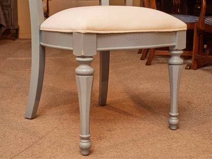 Set Of 4 Stanley 'Sea Watch Blue'' Finish White Muslin Cushions Dining Chairs