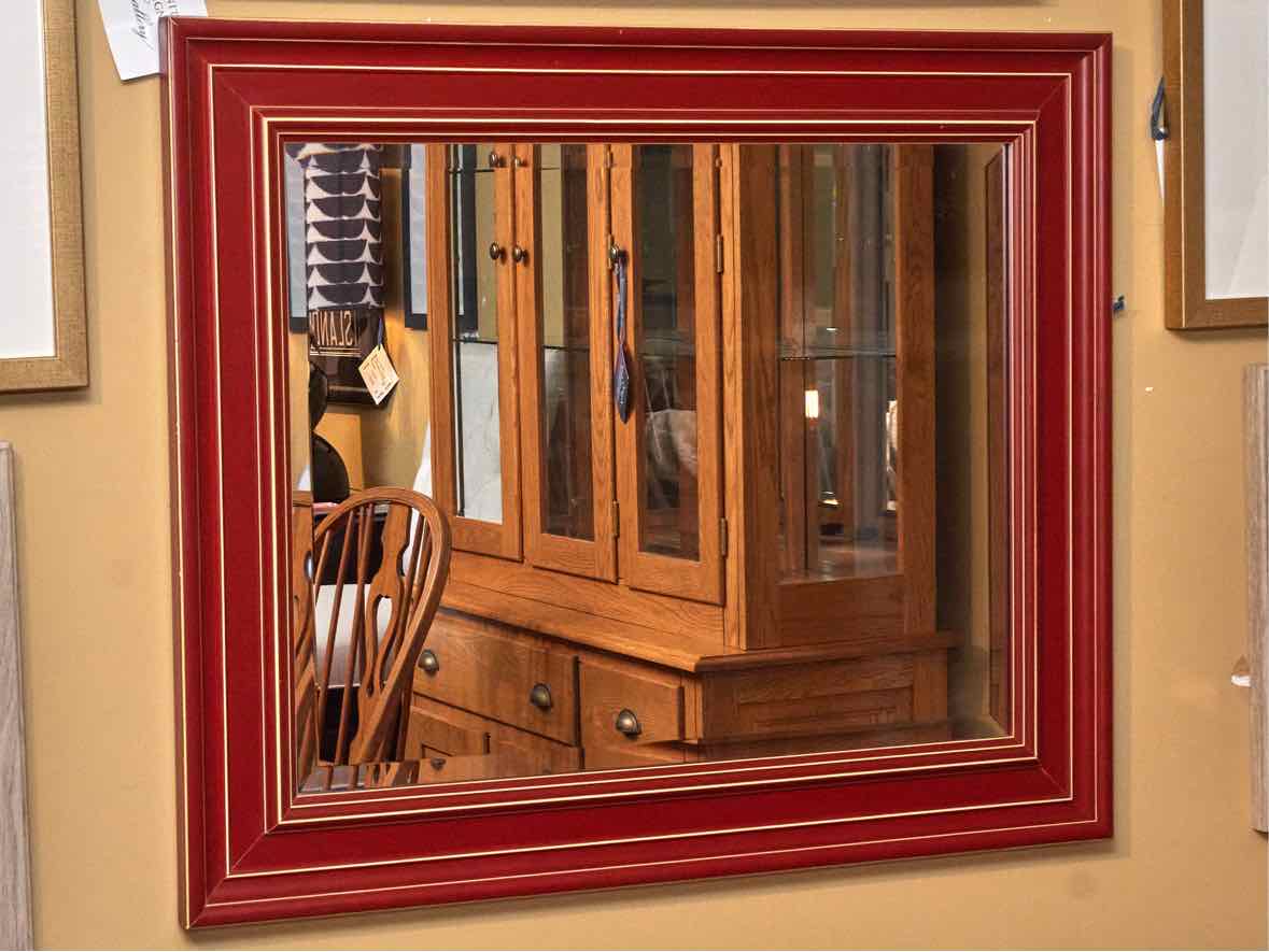 Barn Red with Rubbed Through Finish Mirror