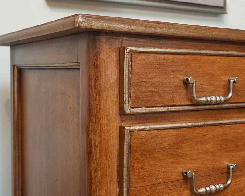 French Mahogany With Gilded Accents  3 Drawer Foyer Chest