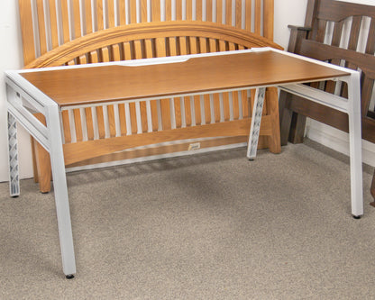 Steelcase Turnstone Bivi Writing Desk in White Metal and Walnut