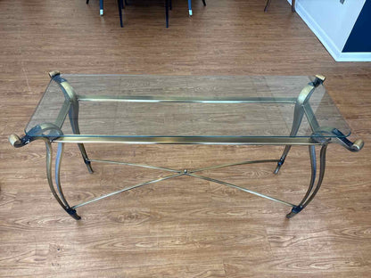 La Barge Brass and Glass Console