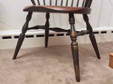 J Brown Lincolnville, Maine  Black Rub Finish Windsor Dining Chair