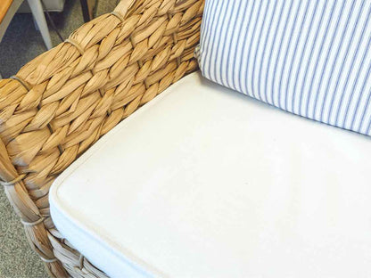 Serena & Lily Rattan Arm Chair with Striped Ottoman