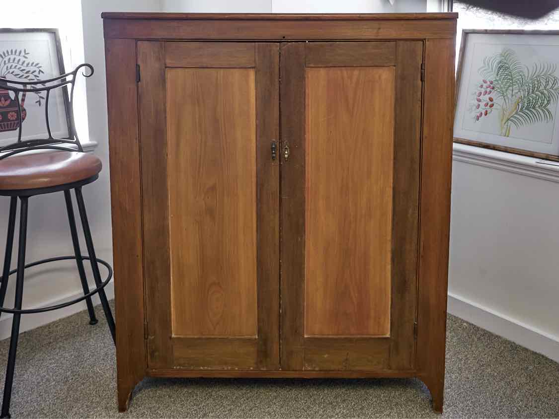 Cherry 2 Door Storage Piece with Shiplap Wood  Back