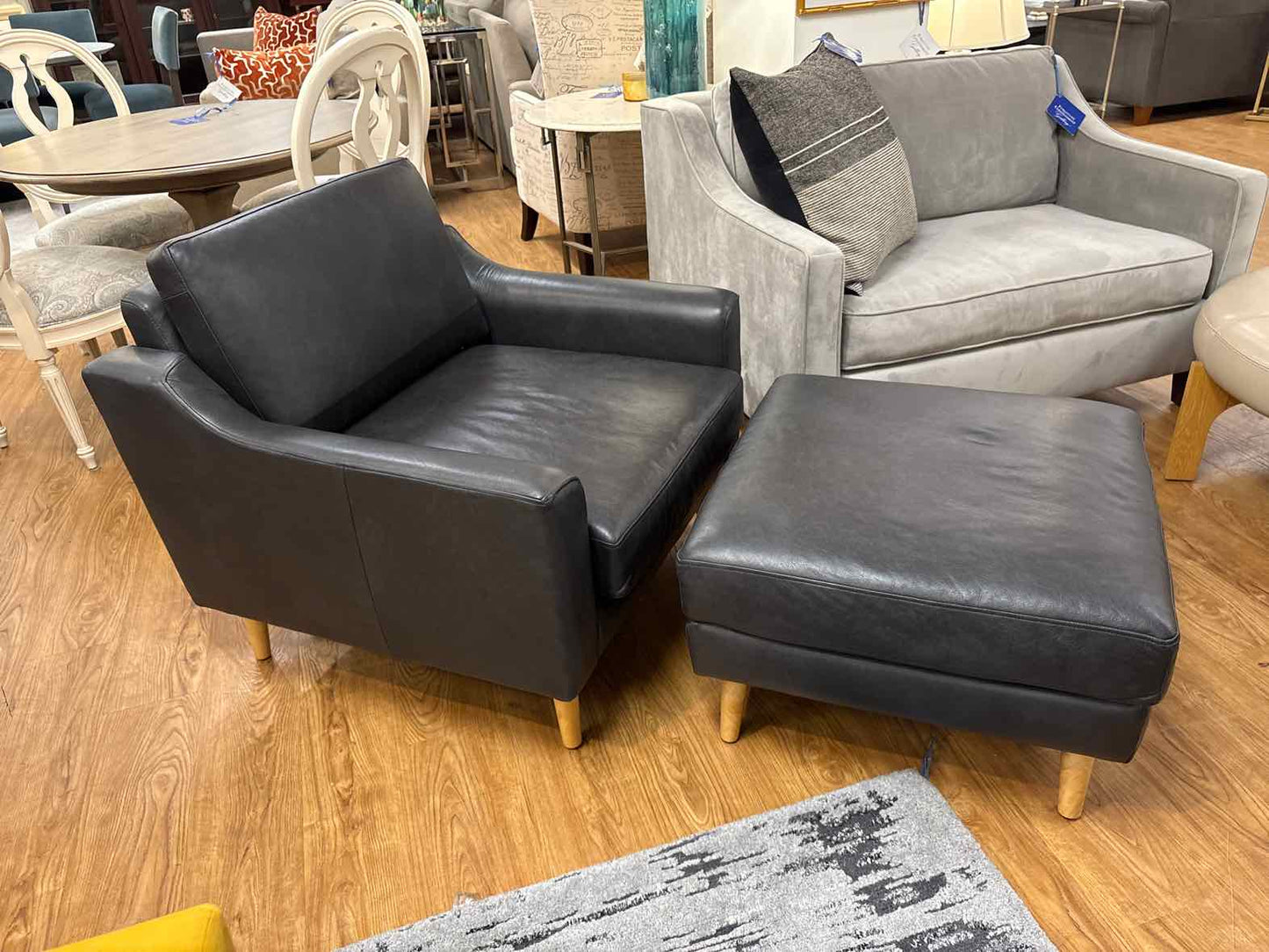 Burrow 'Nomad' Leather Armchair w/ Ottoman