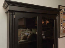 Two Glass Door 5 Shelf Black Finish Bookcase Cabinet