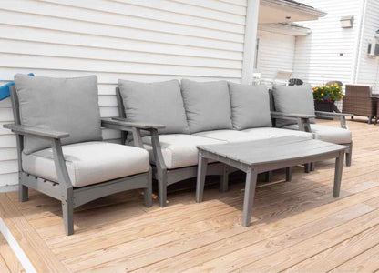 Polywood 3 Cushion Sofa, Pair of Arm Chairs , Cocktail Table Outdoor Set