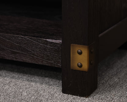 Arhaus Telegraph Office Storage Cabinet in Ebony Finish with Brass Hardware