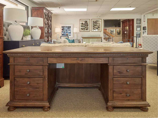 RH  Saint James White Oak  Executive Desk in Antique Coffee w/ Ball Feet