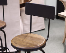 Set of 4 Ballard Design Allen Adjustable Height Stools in Grey with Pecan Seats