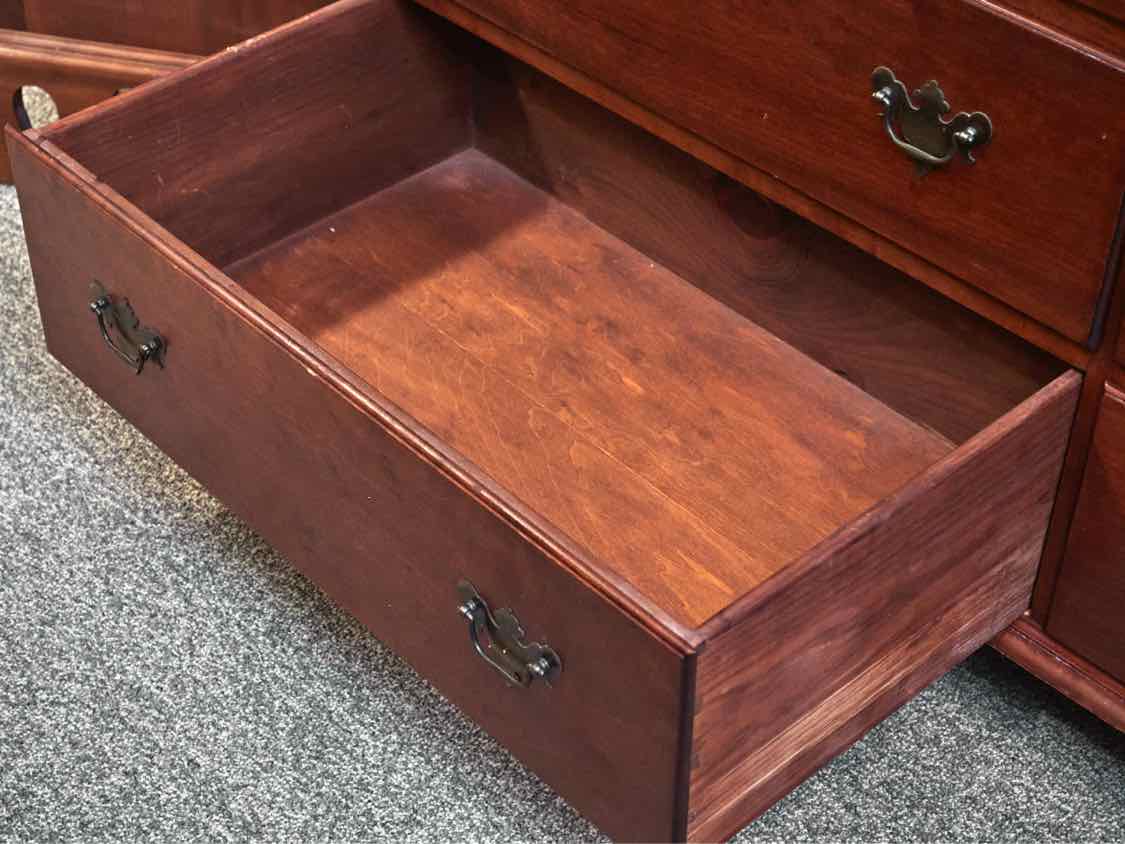 Solid Cherry Benchmade 8 Drawer Dresserwith Chippendale Handles