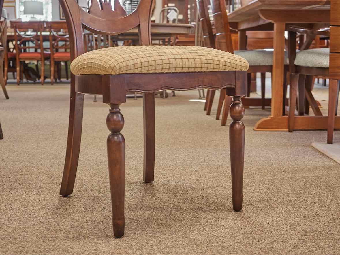 Set of 4 Bremex Birchwood  Dining Chairs with Plaid Upholstered Seat Cushions