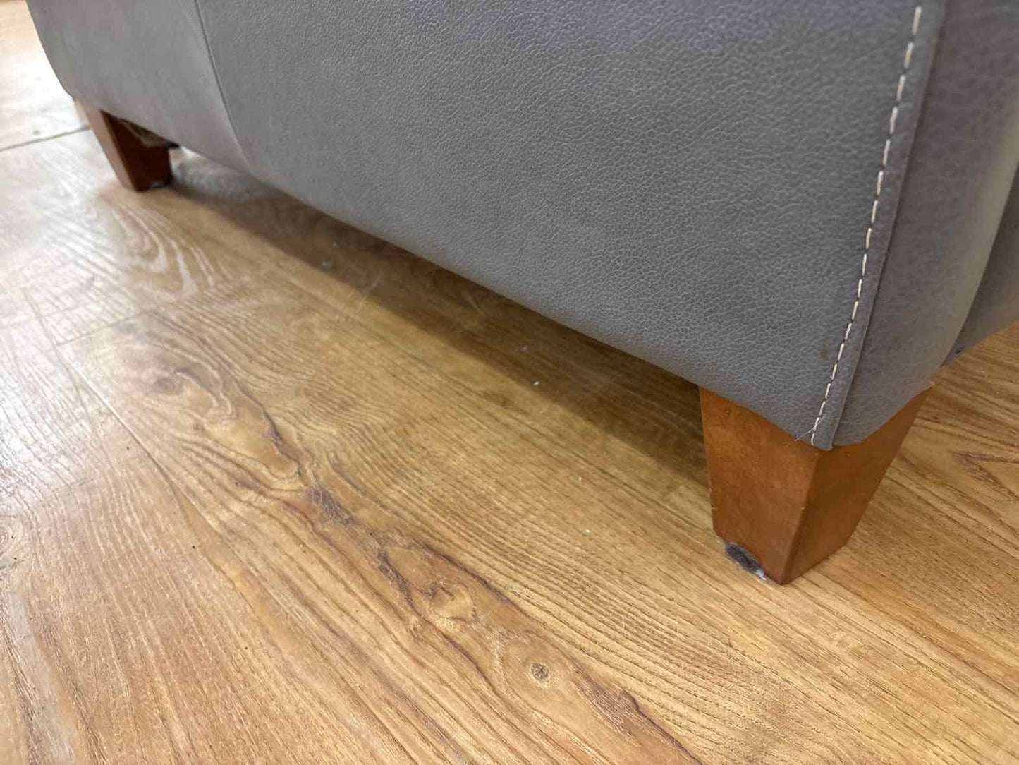 Natuzzi Grey Leather 3-Seat Sofa
