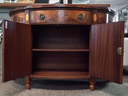 Southampton Banded Mahogany Demilune Accent Chest with Burlwood Inlay