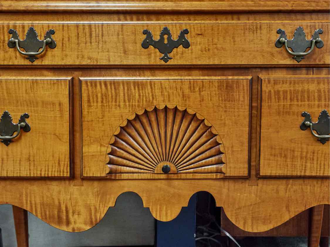 Eldred Wheeler Flat Top Highboy in Tiger Maple