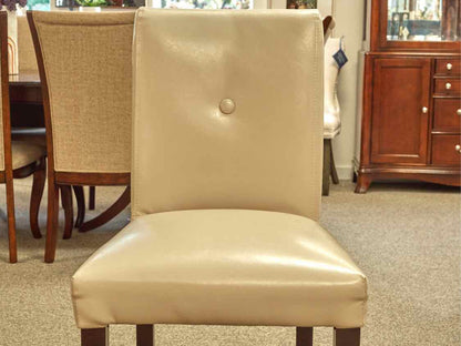 Set of Three Beige Faux Leather Counter Stools