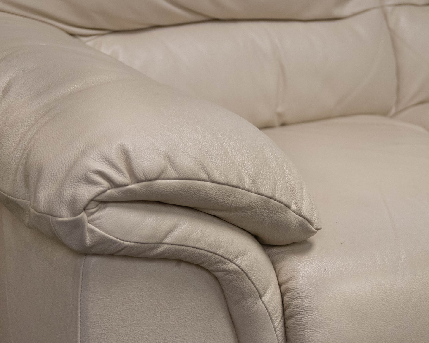 Italian Cream Leather Loveseat
