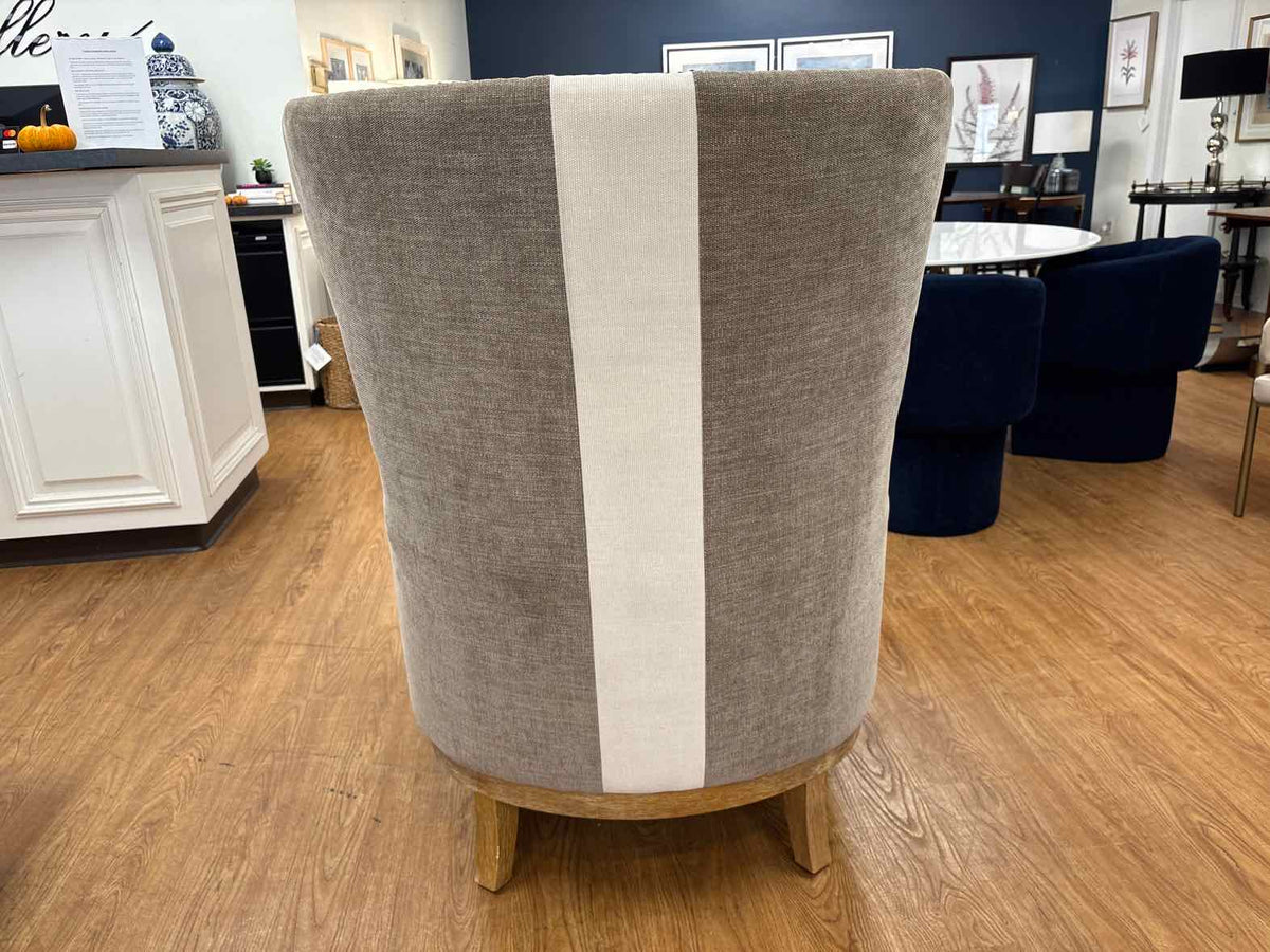 Pair of Striped Wing Back Chairs