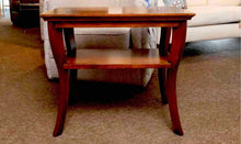 Dark Stained Walnut Side Table With Lower Shelf