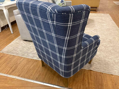 Jofran 'Lacroix' Navy Plaid Wingback Chair