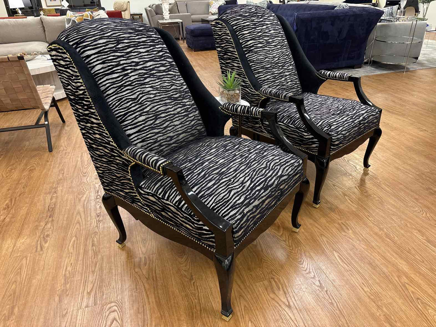 Caracole Pair of Zebra Wing Chairs