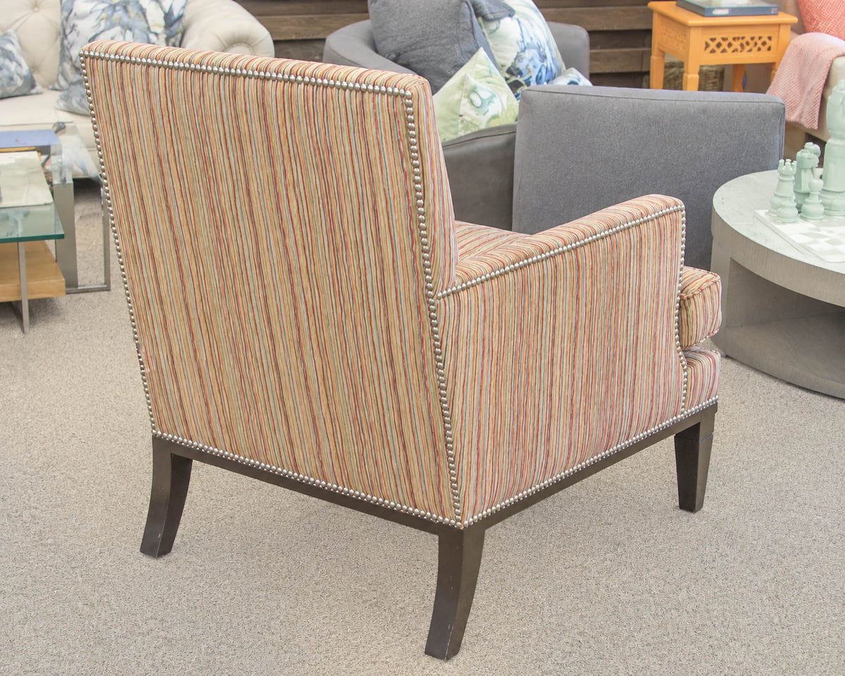 Pair of Studio H by Holly Hunt Chairs in Striped Velvet on Dark Finish Legs