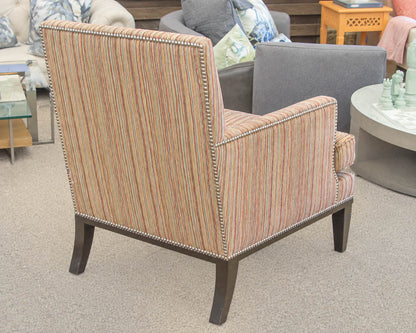 Pair of Studio H by Holly Hunt Chairs in Striped Velvet on Dark Finish Legs