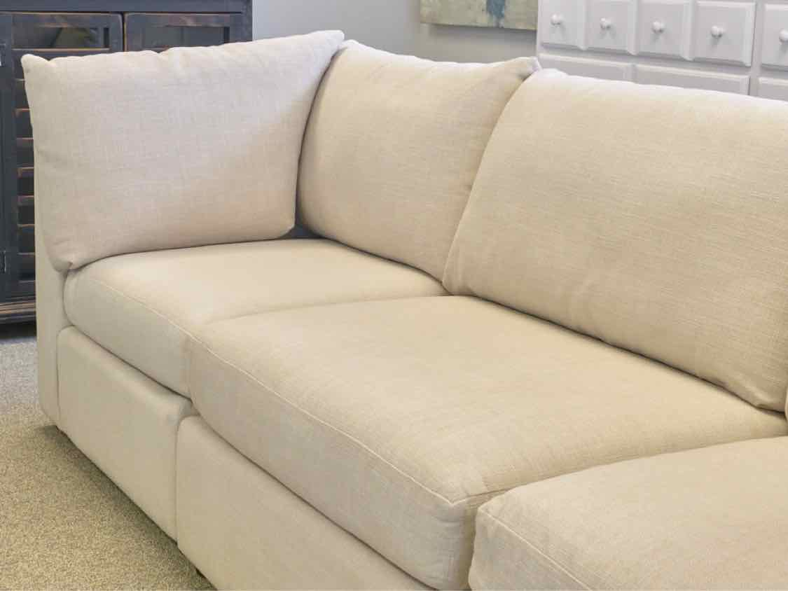 Bassett Three Piece 'Beckham Modular Sofa' in Beige with Storage Ottoman