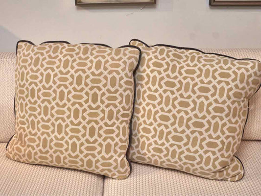 Pair of Yellow & Ivory Contemporary Accent Pillows