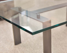 Cocktail Table with Thick Glass Top on Steel Base