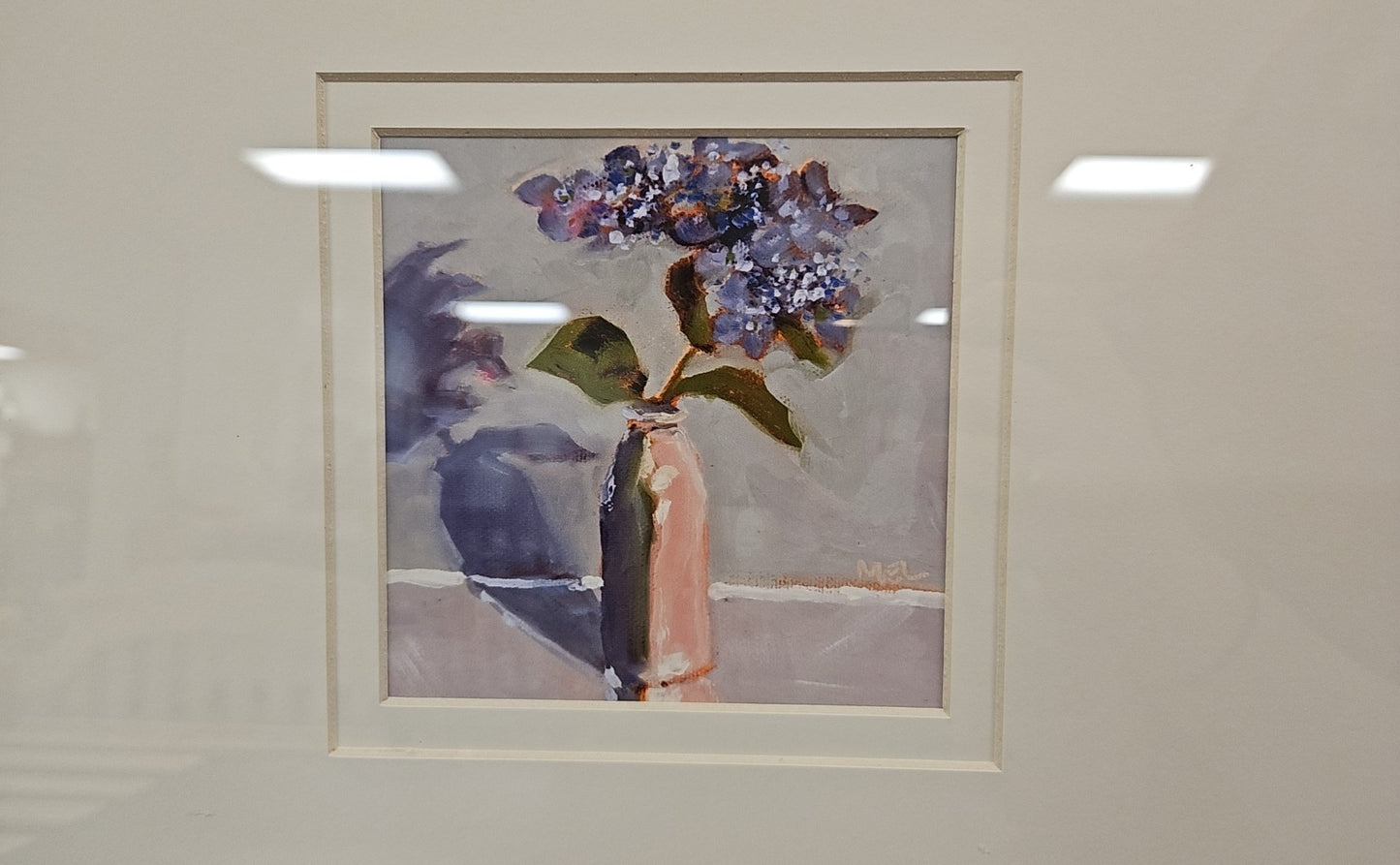 'Milk Bottle Floral D' in Champagne Frame