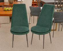 Pair of West Elm Finley High-Back Dining Chairs in Dark Green Performance Velvet