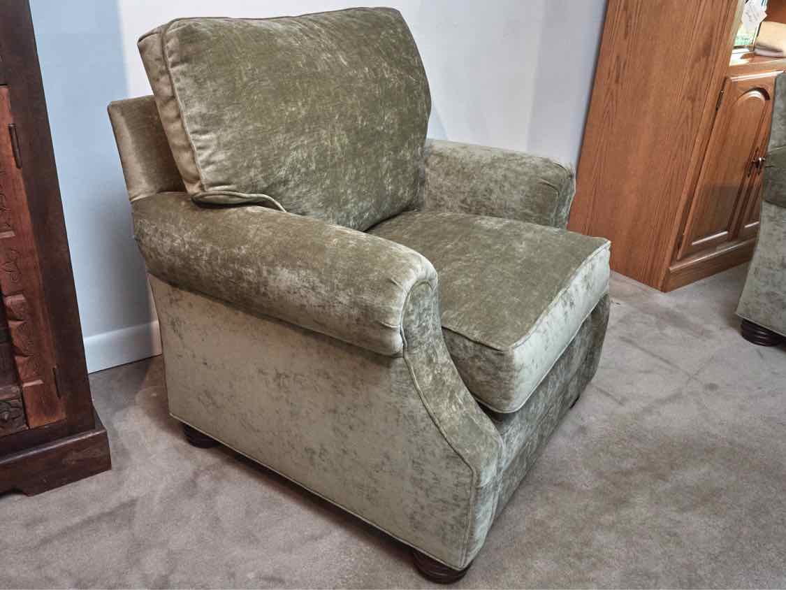 Pair Of Templeton Furniture 'Moss Green'   Performance Velvet Chairs