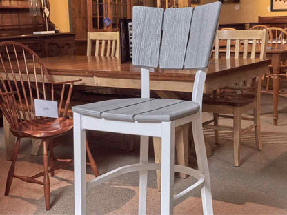 Set Of 4 Telescope Outdoor Furniture Driftwood Finish White Legs  Bar Stools