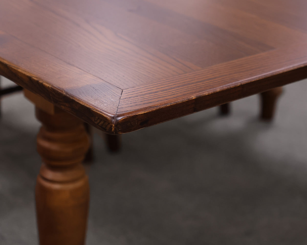 Farmhouse Extending Dining Table in Dark Oak with Set of 8 Ladder Back Chairs
